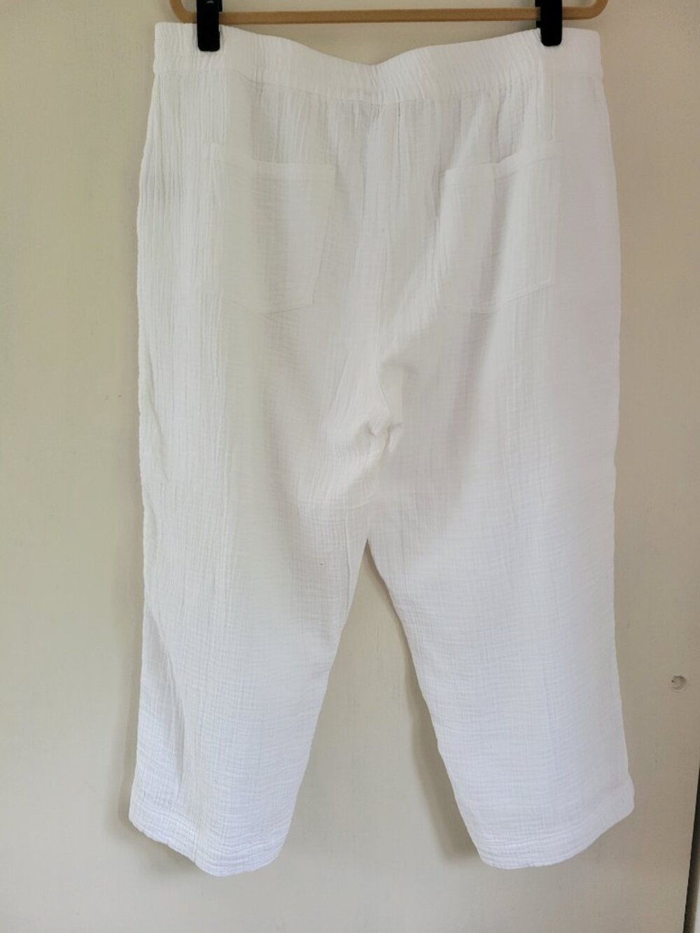 Soft Surroundings White Cotton Gauze Boho Coastal Flowy Wide Leg Crop Pants 1X - Picture 4 of 10